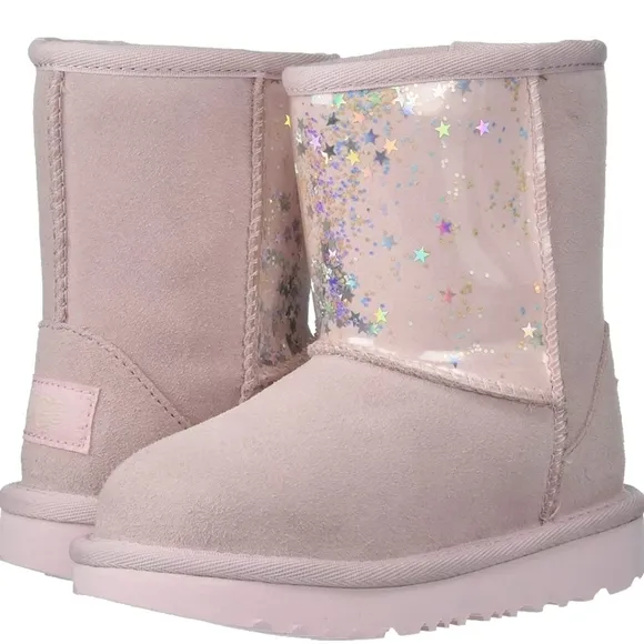 UGG Child T Classic Ii Clear Glitter Fashion Boots.