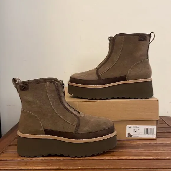 UGG Cityfunc Zip Boots Hickory USA Women Size 9.5/UK 7.5/EU 40.5