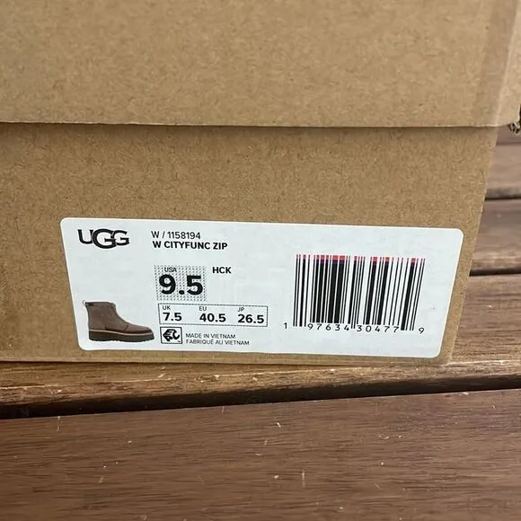UGG Cityfunc Zip Boots Hickory USA Women Size 9.5/UK 7.5/EU 40.5