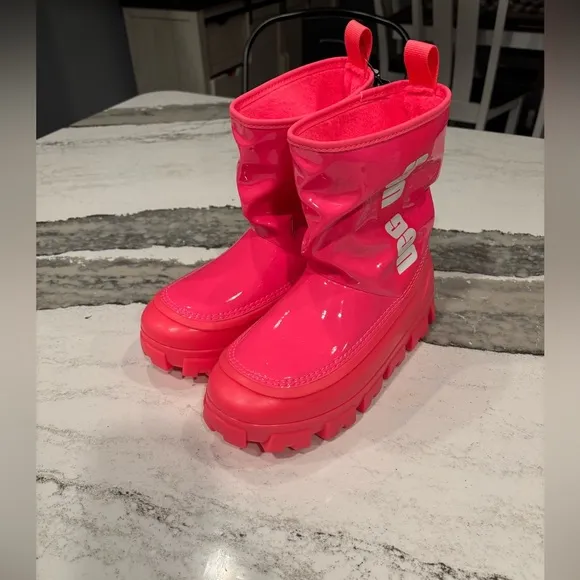 Ugg Classic Brellah Mini Boots Super Coral Size 6 Waterproof New Rain Pink