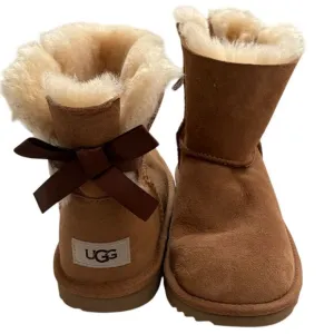 Ugg Classic Mini Bailey Bow II Girls Booties-Tan-Size 4-NWT