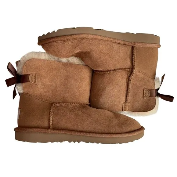 Ugg Classic Mini Bailey Bow II Girls Booties-Tan-Size 4-NWT
