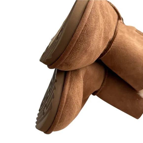Ugg Classic Mini Bailey Bow II Girls Booties-Tan-Size 4-NWT