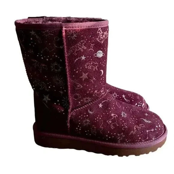 UGG CLASSIC ZODIAC SHORT WILD GRAPE SUEDE SHEEPSKIN WOMEN'S BOOTS SIZE US 5 NWOB