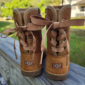 UGG Corene Kids Girls Brown Boots Size 10 Leather Waterproof
