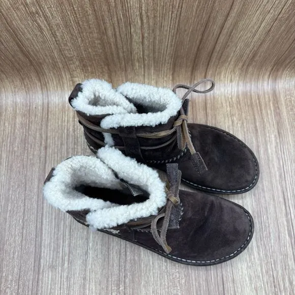 UGG Cove Shearling Ankle Boots Women's Size 8 Brown Suede 5178