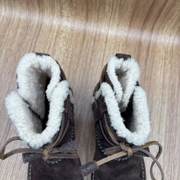 UGG Cove Shearling Ankle Boots Women's Size 8 Brown Suede 5178