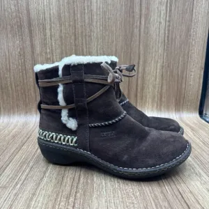 UGG Cove Shearling Ankle Boots Women's Size 8 Brown Suede 5178