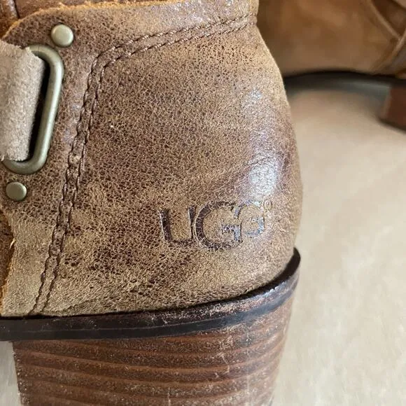 UGG Darcie Distressed Leather Riding Boots