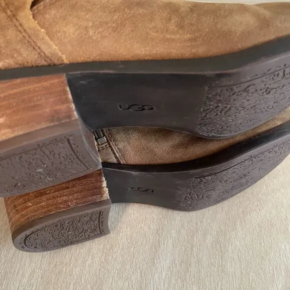 UGG Darcie Distressed Leather Riding Boots