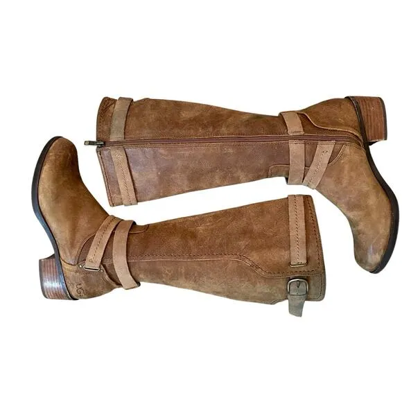 UGG Darcie Distressed Leather Riding Boots