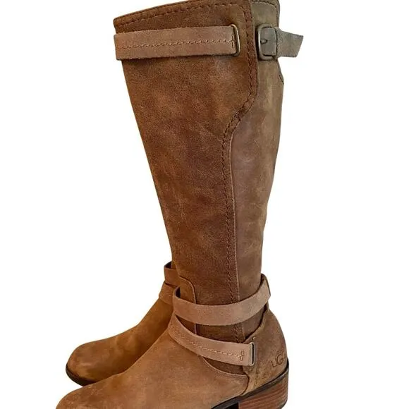UGG Darcie Distressed Leather Riding Boots