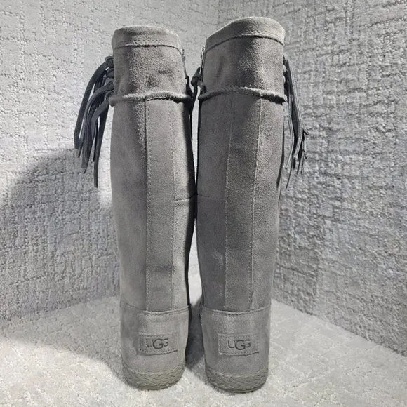 UGG Emerie Women’s Size 6 US Gray Suede Knee High Winter Dress Boots 1106754