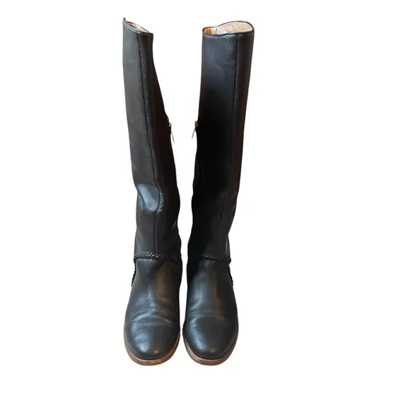UGG Gracen Whipstitch Black Leather Boots Size 9