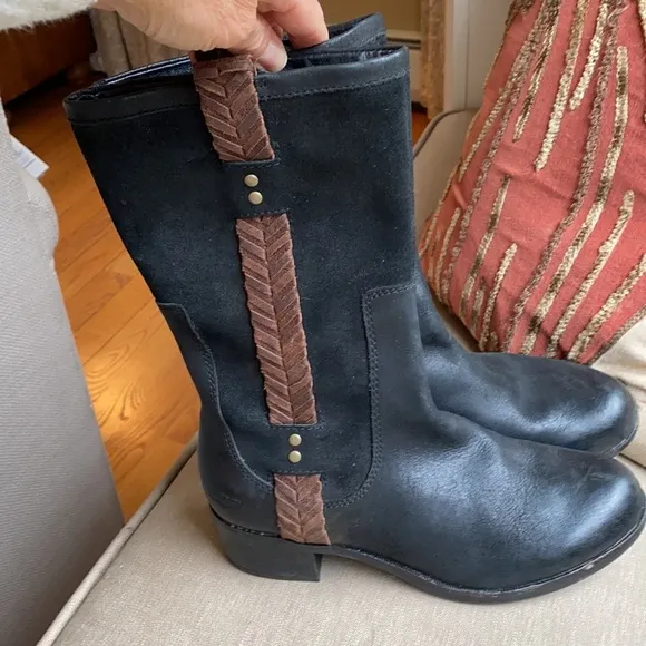 Ugg Jaspan Boots Leather Weave Riding Boots