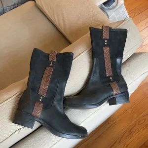 Ugg Jaspan Boots Leather Weave Riding Boots