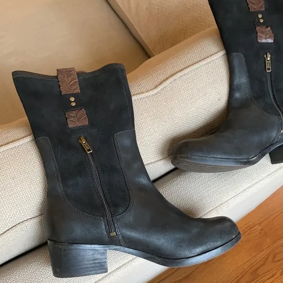 Ugg Jaspan Boots Leather Weave Riding Boots