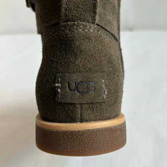 UGG Josefene Suede Strap Metal Buckle Ankle Boots Slate Dark Green Size 6