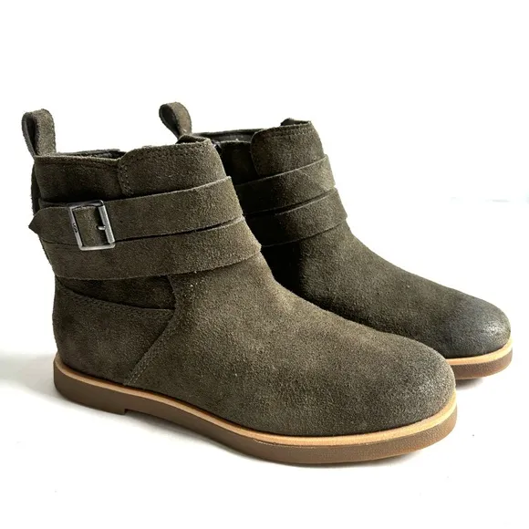 UGG Josefene Suede Strap Metal Buckle Ankle Boots Slate Dark Green Size 6