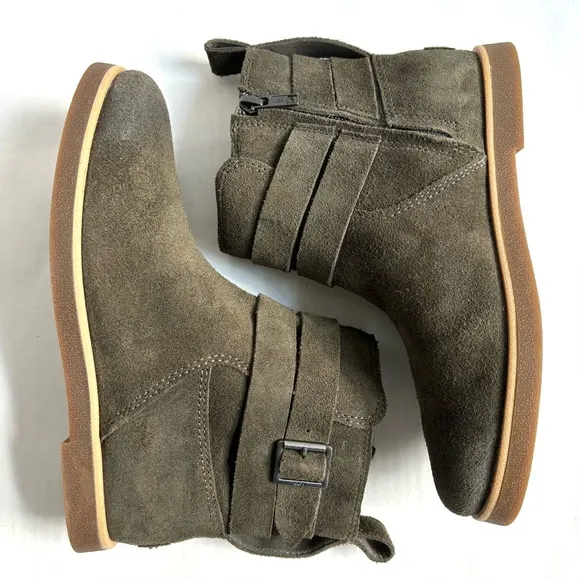 UGG Josefene Suede Strap Metal Buckle Ankle Boots Slate Dark Green Size 6