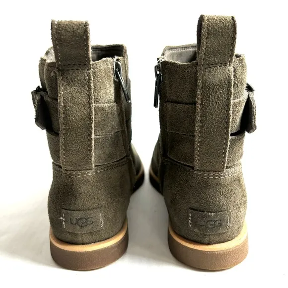 UGG Josefene Suede Strap Metal Buckle Ankle Boots Slate Dark Green Size 6