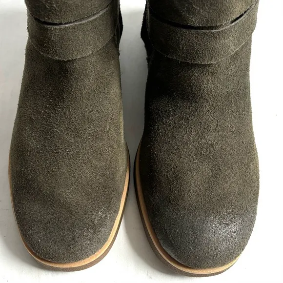 UGG Josefene Suede Strap Metal Buckle Ankle Boots Slate Dark Green Size 6