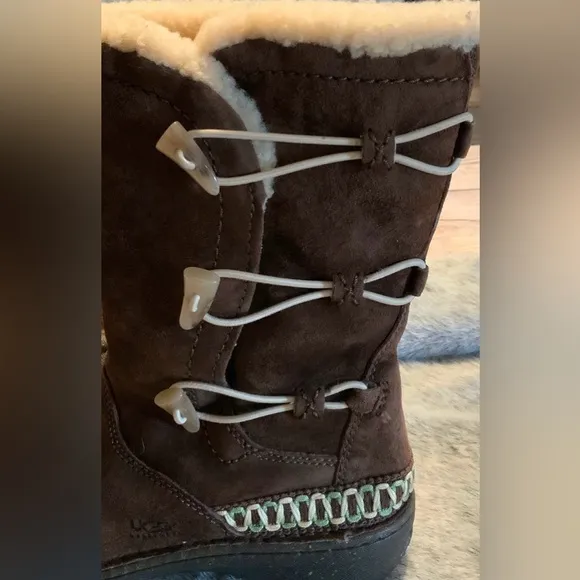 UGG Kona Tasman Brown Leather &amp; Sheepskin Boots Size 8