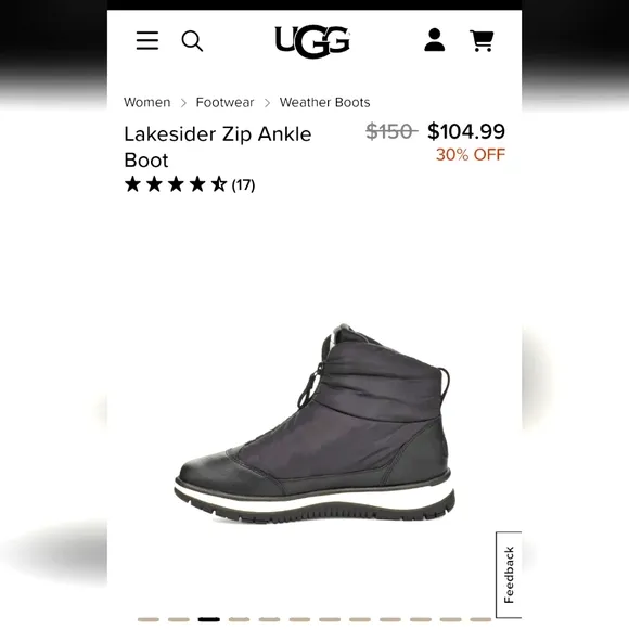 UGG Lakesider‎ Waterproof Ankle Boots, NEW, Size 10|EUR 41