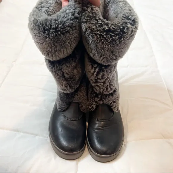 Ugg Lilyan Black Fur Tall Snow Boots