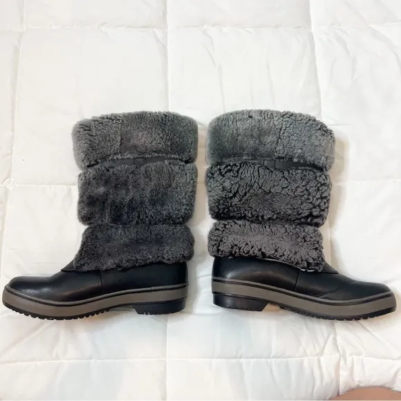 Ugg Lilyan Black Fur Tall Snow Boots
