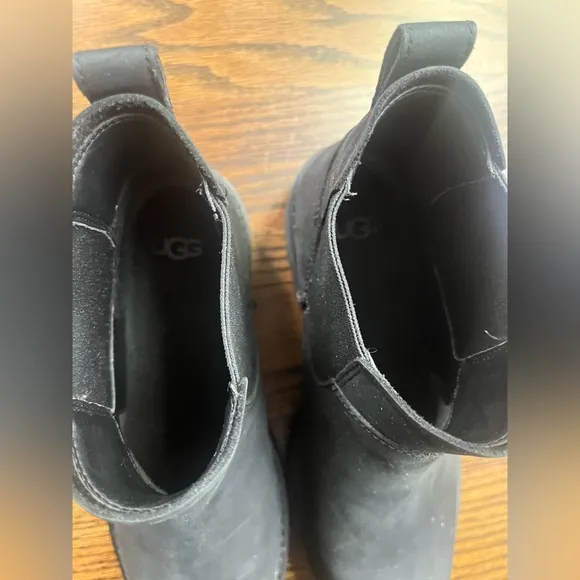 UGG Loxley Waterproof Leather Black Boots Women's Size 8