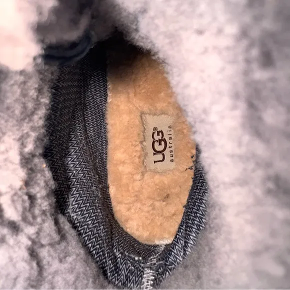 UGG Men's Auden Leather Shearling Sheepskin Boots HOKA Sole Navy Size 8