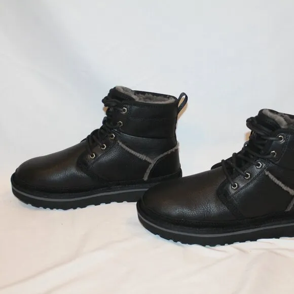 UGG MEN'S LEATHER HIGH HERITAGE LEATHER LACE UP‎ CHUKKA BOOTS BLACK GRAY NEW