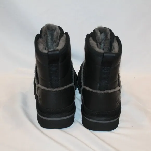 UGG MEN'S LEATHER HIGH HERITAGE LEATHER LACE UP‎ CHUKKA BOOTS BLACK GRAY NEW