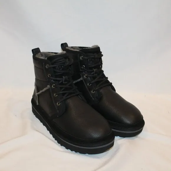 UGG MEN'S LEATHER HIGH HERITAGE LEATHER LACE UP‎ CHUKKA BOOTS BLACK GRAY NEW