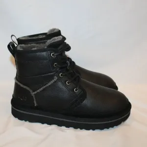 UGG MEN'S LEATHER HIGH HERITAGE LEATHER LACE UP‎ CHUKKA BOOTS BLACK GRAY NEW