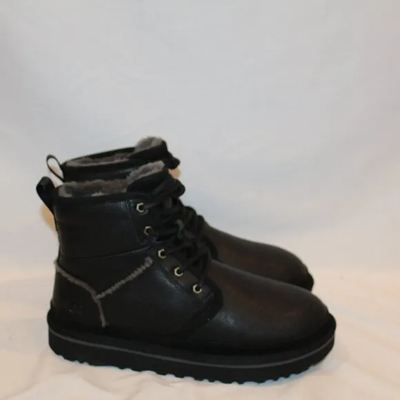 UGG MEN'S LEATHER HIGH HERITAGE LEATHER LACE UP‎ CHUKKA BOOTS BLACK GRAY NEW