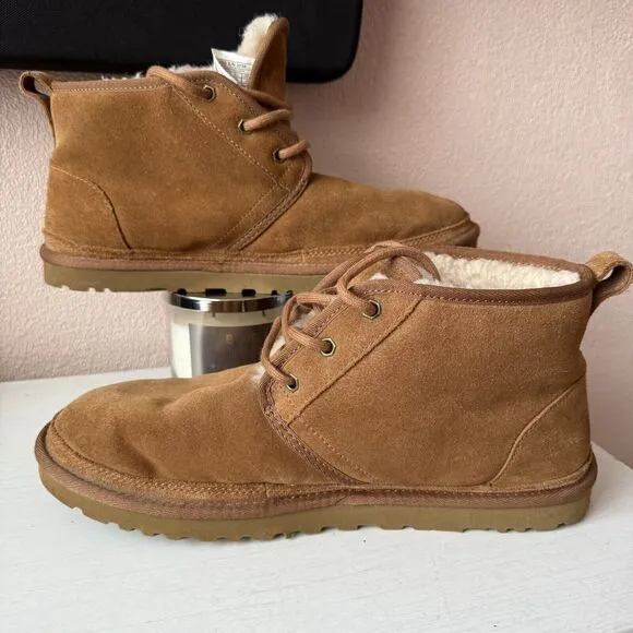 UGG Men's Neumel Suede Leather Chakka Boots Sz 11 Chestnut Wool Lined #3236