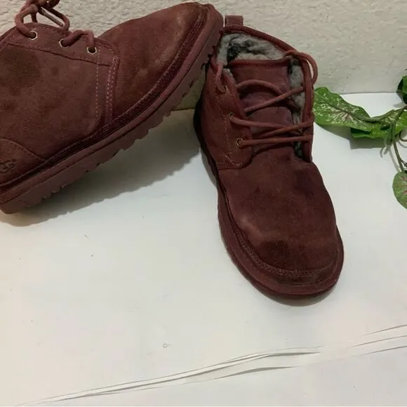 UGG Neumel 3236 Men's Burgundy Suede Cordovan Ankle Boots size 9/42