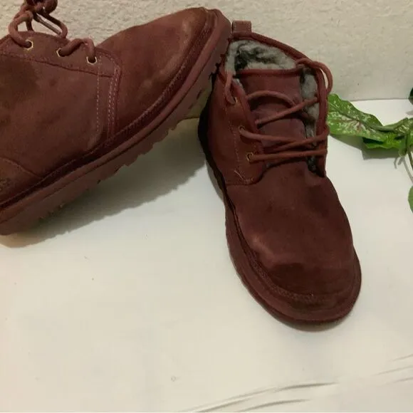 UGG Neumel 3236 Men's Burgundy Suede Cordovan Ankle Boots size 9/42
