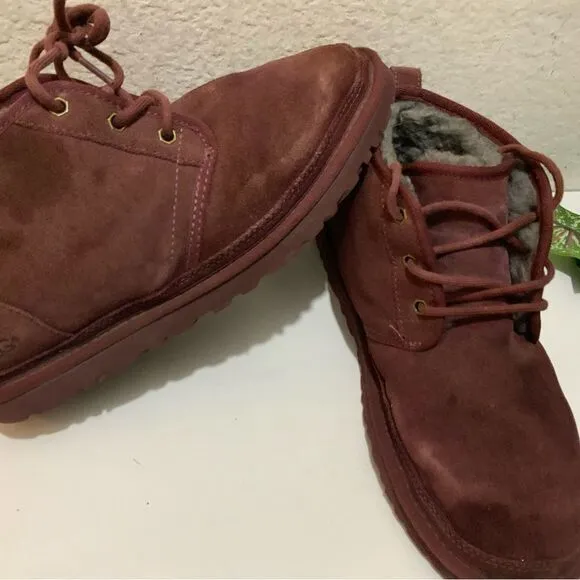 UGG Neumel 3236 Men's Burgundy Suede Cordovan Ankle Boots size 9/42