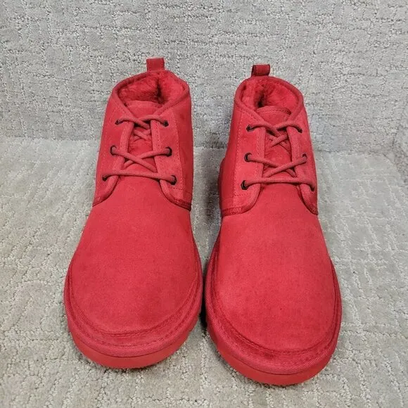 UGG Neumel Men's Size 13 US Red Suede Fur Lined Chukka Ankle Boots 3236