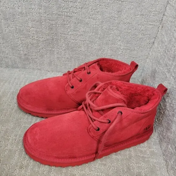 UGG Neumel Men's Size 13 US Red Suede Fur Lined Chukka Ankle Boots 3236