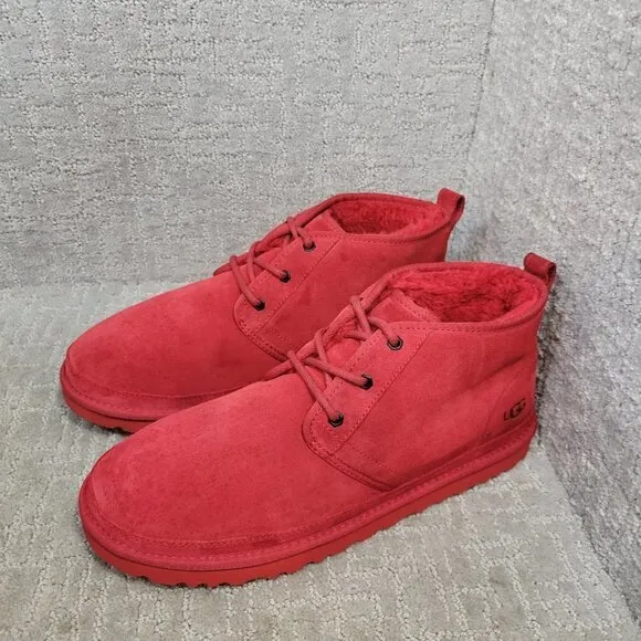UGG Neumel Men's Size 13 US Red Suede Fur Lined Chukka Ankle Boots 3236