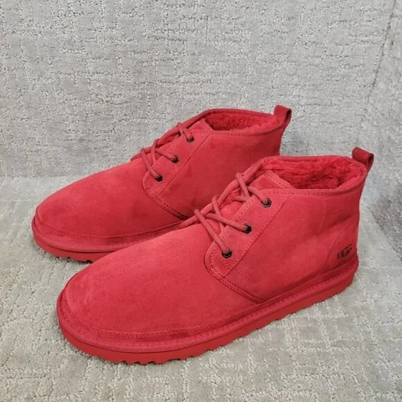 UGG Neumel Men's Size 13 US Red Suede Fur Lined Chukka Ankle Boots 3236