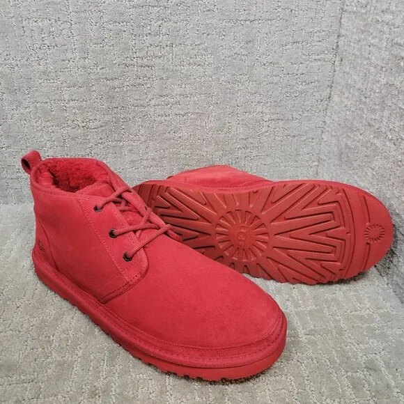 UGG Neumel Men's Size 13 US Red Suede Fur Lined Chukka Ankle Boots 3236