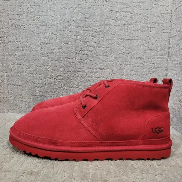 UGG Neumel Men's Size 13 US Red Suede Fur Lined Chukka Ankle Boots 3236