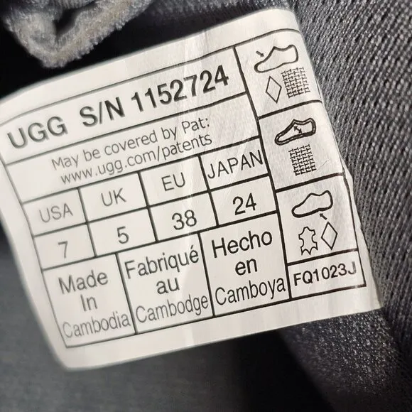 UGG NEUMEL X GRAY TEXTILE LEATHER WATERPROOF RAIN BOOTS - WOMEN'S SIZE 7