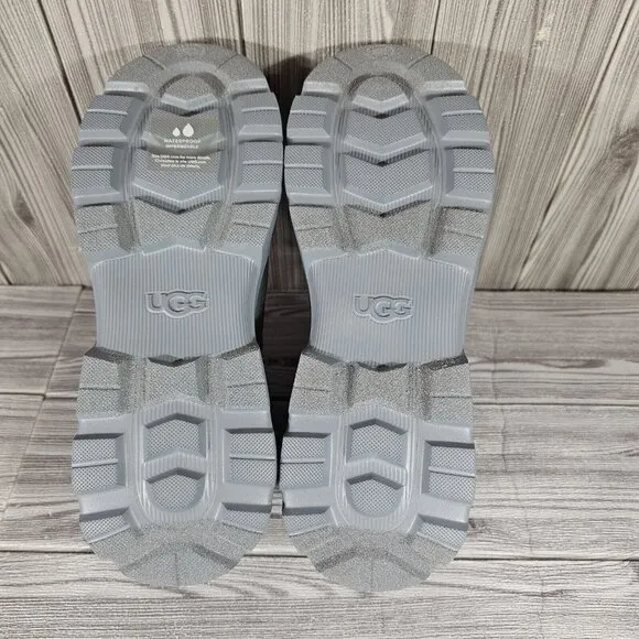 UGG NEUMEL X GRAY TEXTILE LEATHER WATERPROOF RAIN BOOTS - WOMEN'S SIZE 7