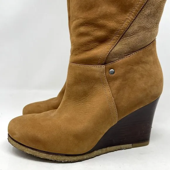 UGG Ravenna 3196 Women’s Tall Wedge Boots Honey Suede, Womens Size 7